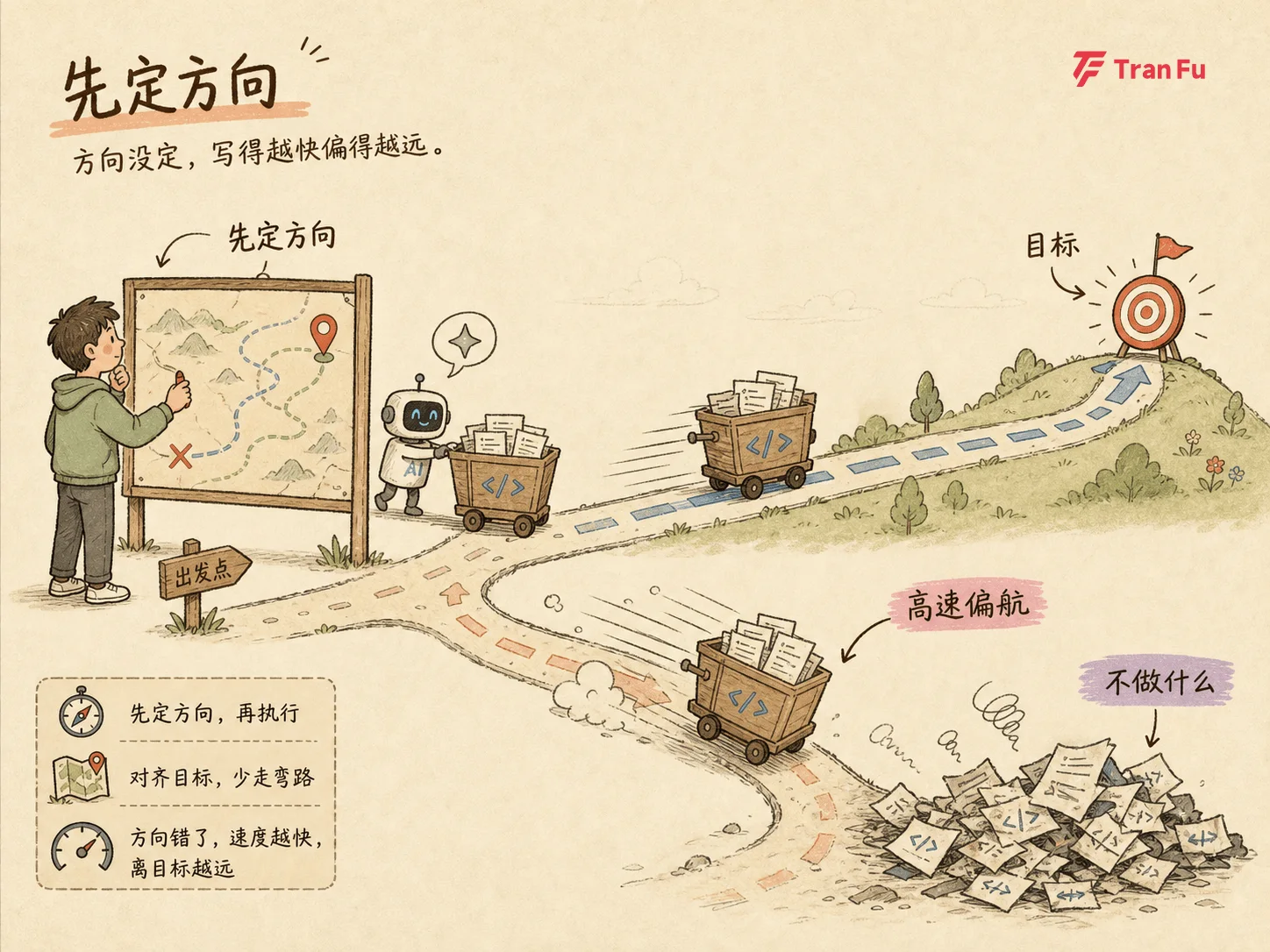 方向没定，写得越快偏得越远